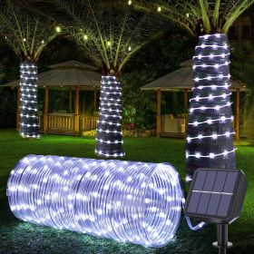 Solar Outdoor Light, Flexible Clear Trampoline Light for Garden Backyard Patio Deck Porch Pool Tree Decorations - White (Color: White)