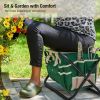 7-Piece Green Gardening Tool Set â€“ Stainless Steel Tools with Wooden Handles, Folding Stool & Canvas Tote, Durable Garden Kit for Every Gardener