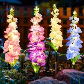 4 Pack Solar Delphinium Flowers Lights, Solar Garden Lights, For Outside Wedding Party Garden Yard Patio Lawn Decor And Gift For Women (Quantity: 8pcs)