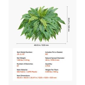 Artificial Ferns, 48 Inch Fake Boston Fern Bush Plant With 67 Fronds, Faux Greenery For Indoor/Outdoor Decor, Silk & LDPE, Suitable For Home Porc (Option: Black)