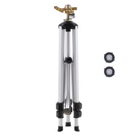 Impact Sprinkler on Tripod Base, Heavy Duty Tripod Sprinklers with Brass Head & 3/4" Connector, 360 Degree Large Area Coverage Irrigation Sprinkl (Style: 1 PC-50in-Grey)