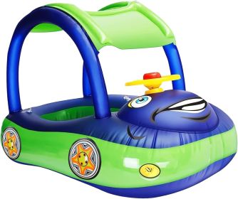 Inflatable Baby Pool Float with Canopy (Color: Blue)